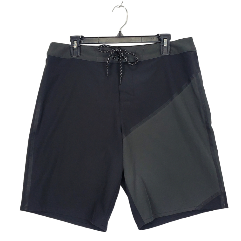 AE American Eagle Outfitters Gray Black Swim Trunks Board Shorts Size Medium